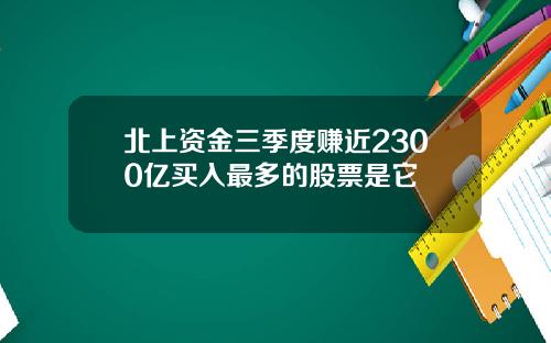 北上资金三季度赚近2300亿买入最多的股票是它