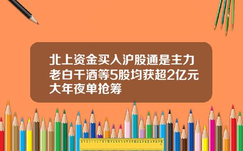 北上资金买入沪股通是主力老白干酒等5股均获超2亿元大年夜单抢筹