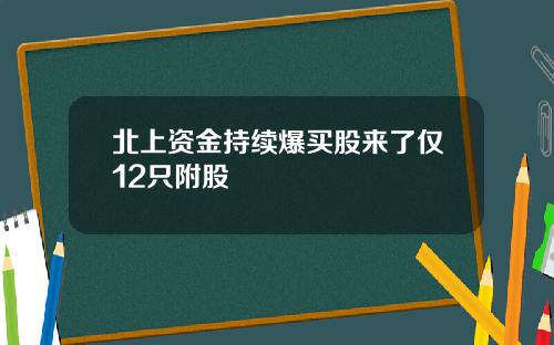 北上资金持续爆买股来了仅12只附股