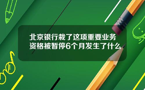 北京银行栽了这项重要业务资格被暂停6个月发生了什么