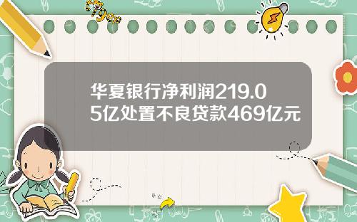 华夏银行净利润219.05亿处置不良贷款469亿元