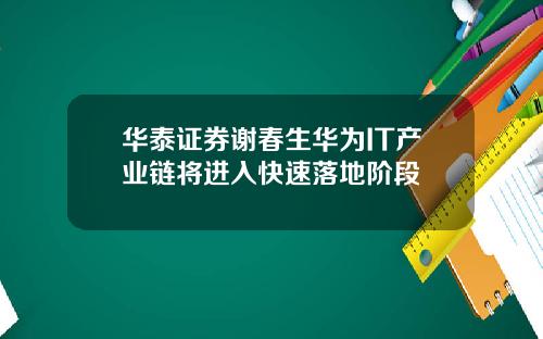 华泰证券谢春生华为IT产业链将进入快速落地阶段