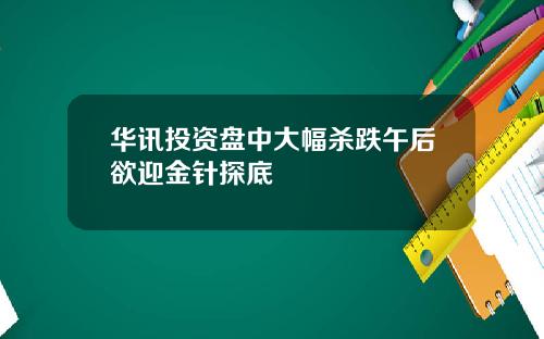 华讯投资盘中大幅杀跌午后欲迎金针探底