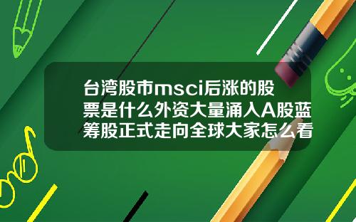 台湾股市msci后涨的股票是什么外资大量涌入A股蓝筹股正式走向全球大家怎么看