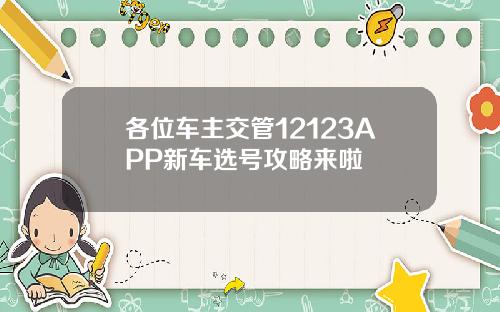 各位车主交管12123APP新车选号攻略来啦