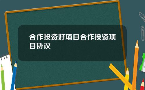 合作投资好项目合作投资项目协议