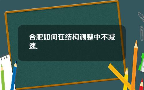 合肥如何在结构调整中不减速.