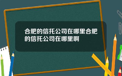 合肥的信托公司在哪里合肥的信托公司在哪里啊