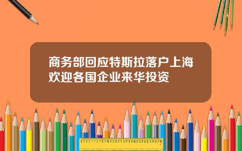 商务部回应特斯拉落户上海欢迎各国企业来华投资