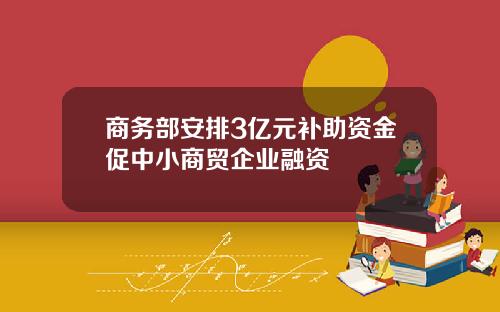 商务部安排3亿元补助资金促中小商贸企业融资