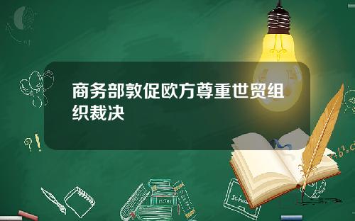商务部敦促欧方尊重世贸组织裁决