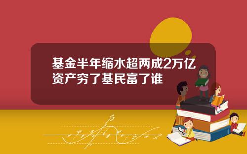 基金半年缩水超两成2万亿资产穷了基民富了谁