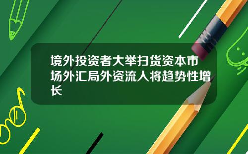 境外投资者大举扫货资本市场外汇局外资流入将趋势性增长