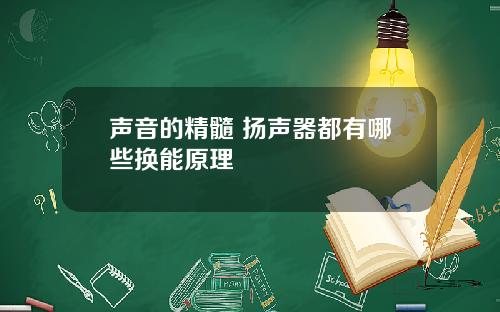 声音的精髓 扬声器都有哪些换能原理