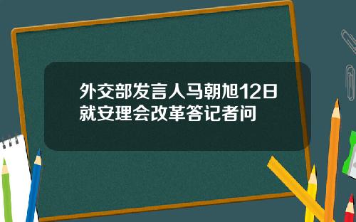 外交部发言人马朝旭12日就安理会改革答记者问
