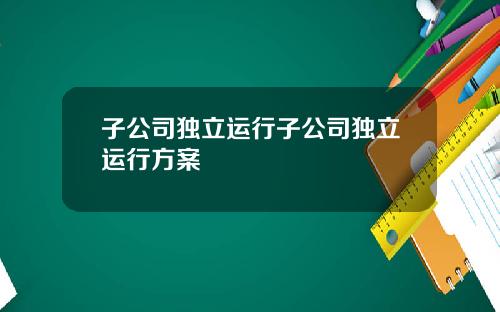 子公司独立运行子公司独立运行方案
