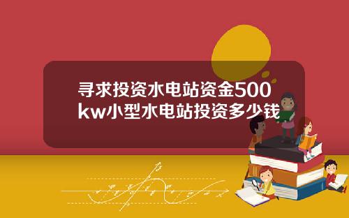 寻求投资水电站资金500kw小型水电站投资多少钱