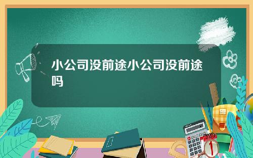 小公司没前途小公司没前途吗