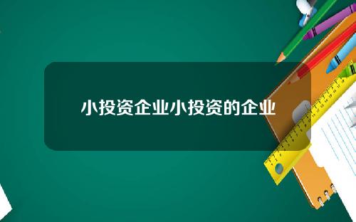 小投资企业小投资的企业