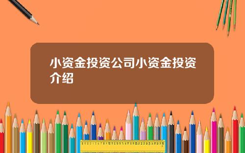 小资金投资公司小资金投资介绍