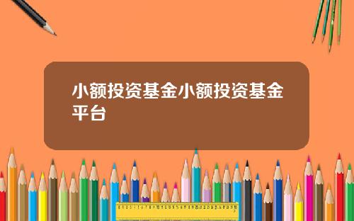 小额投资基金小额投资基金平台