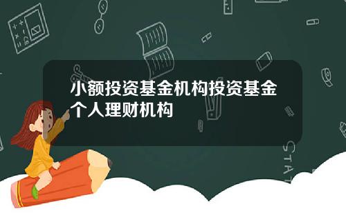 小额投资基金机构投资基金个人理财机构