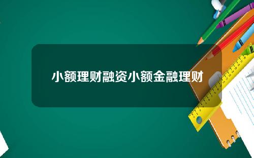 小额理财融资小额金融理财