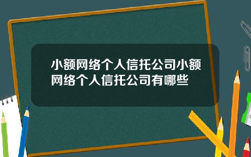 小额网络个人信托公司小额网络个人信托公司有哪些