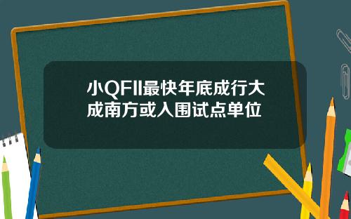 小QFII最快年底成行大成南方或入围试点单位