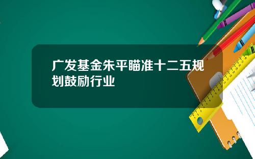 广发基金朱平瞄准十二五规划鼓励行业