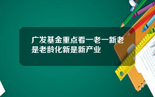 广发基金重点看一老一新老是老龄化新是新产业