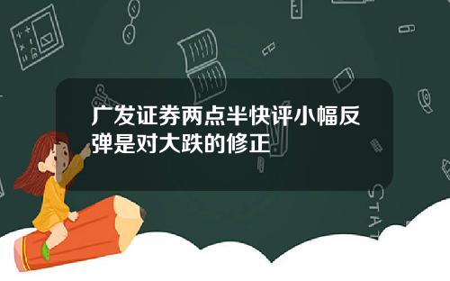 广发证券两点半快评小幅反弹是对大跌的修正