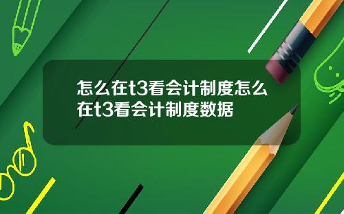 怎么在t3看会计制度怎么在t3看会计制度数据