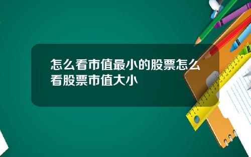 怎么看市值最小的股票怎么看股票市值大小