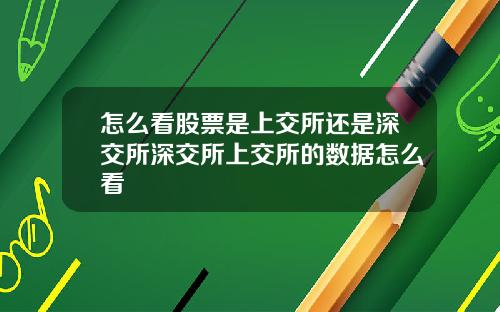 怎么看股票是上交所还是深交所深交所上交所的数据怎么看