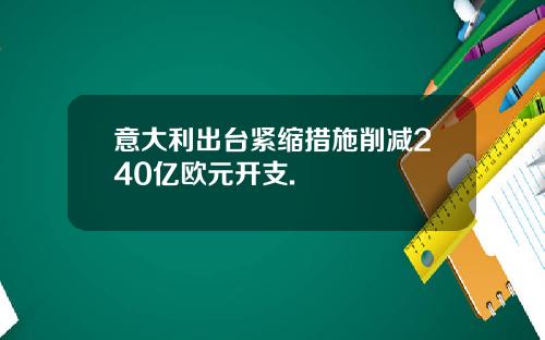 意大利出台紧缩措施削减240亿欧元开支.