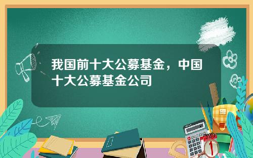 我国前十大公募基金，中国十大公募基金公司