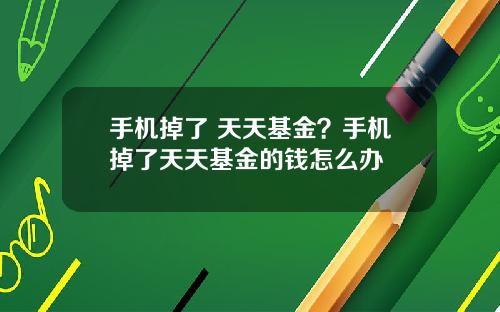 手机掉了 天天基金？手机掉了天天基金的钱怎么办