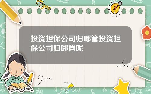 投资担保公司归哪管投资担保公司归哪管呢