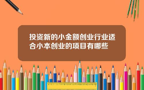 投资新的小金额创业行业适合小本创业的项目有哪些