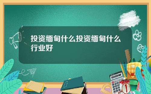 投资缅甸什么投资缅甸什么行业好