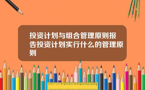 投资计划与组合管理原则报告投资计划实行什么的管理原则