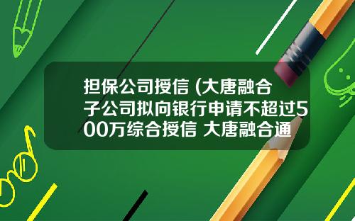 担保公司授信 (大唐融合子公司拟向银行申请不超过500万综合授信 大唐融合通信股份有限公司为此次综合授信提供反担保)