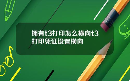 拥有t3打印怎么横向t3打印凭证设置横向