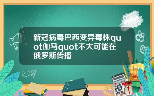 新冠病毒巴西变异毒株quot伽马quot不大可能在俄罗斯传播