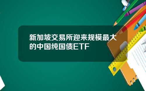 新加坡交易所迎来规模最大的中国纯国债ETF