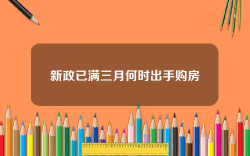 新政已满三月何时出手购房