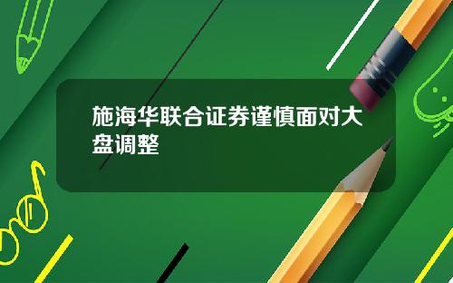 施海华联合证券谨慎面对大盘调整