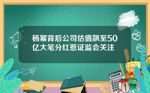 杨幂背后公司估值飙至50亿大笔分红惹证监会关注