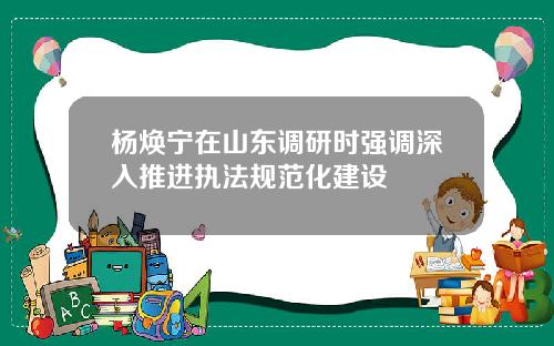 杨焕宁在山东调研时强调深入推进执法规范化建设